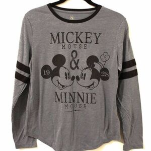 Disney Mickey and Minnie blue-gray jersey long sleeve shirt M